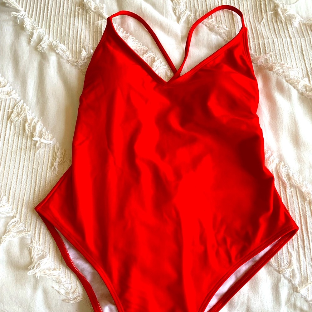 Shein size 6 red, one piece swimsuit. Never worn.